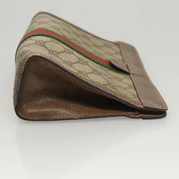 GUCCI GG Supreme Web Sherry Line Clutch Bag PVC Beige Red 89 01 001 Auth BA1880 - Picture 6 of 16